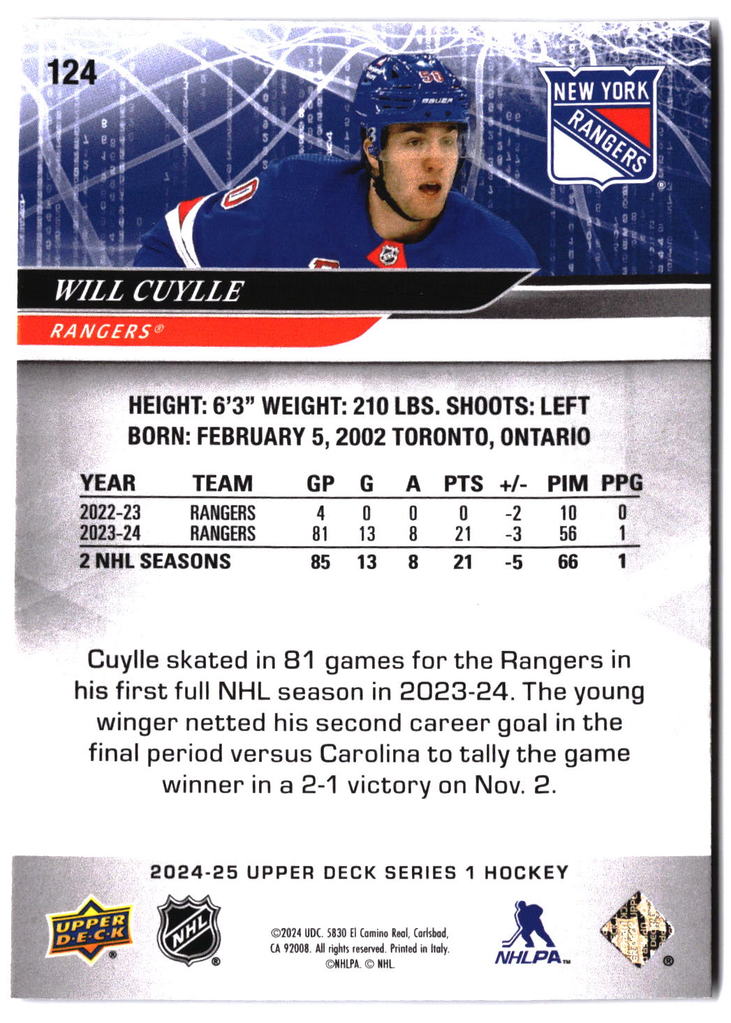 2024-25 Upper Deck #124 Will Cuylle
