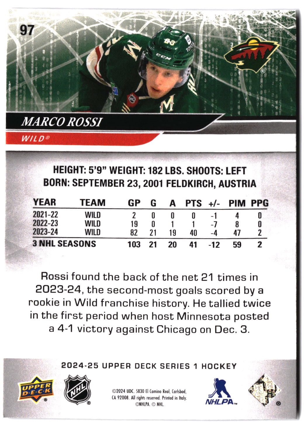 2024-25 Upper Deck #97 Marco Rossi