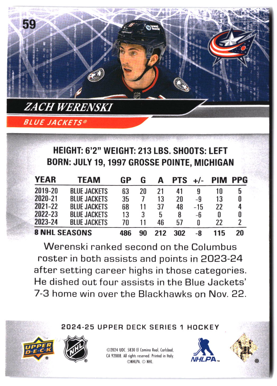 2024-25 Upper Deck #59 Zach Werenski