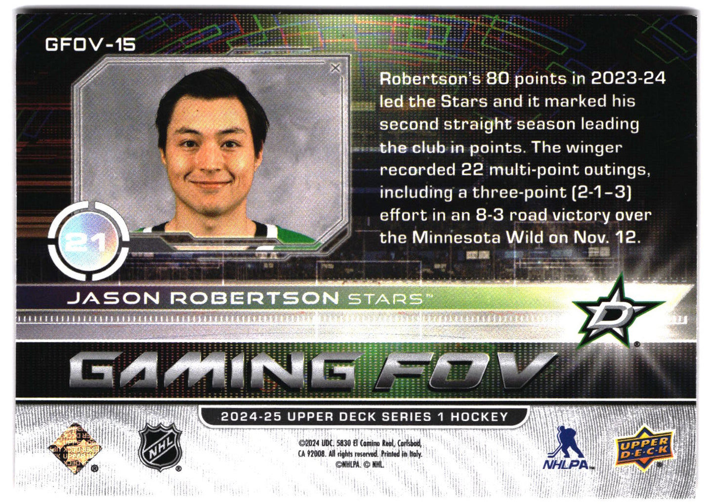 2024-25 Upper Deck #GFOV-15 Jason Robertson Gaming FOV