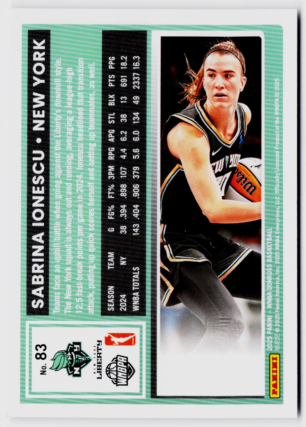 2025 Donruss WNBA #83 Sabrina Ionescu