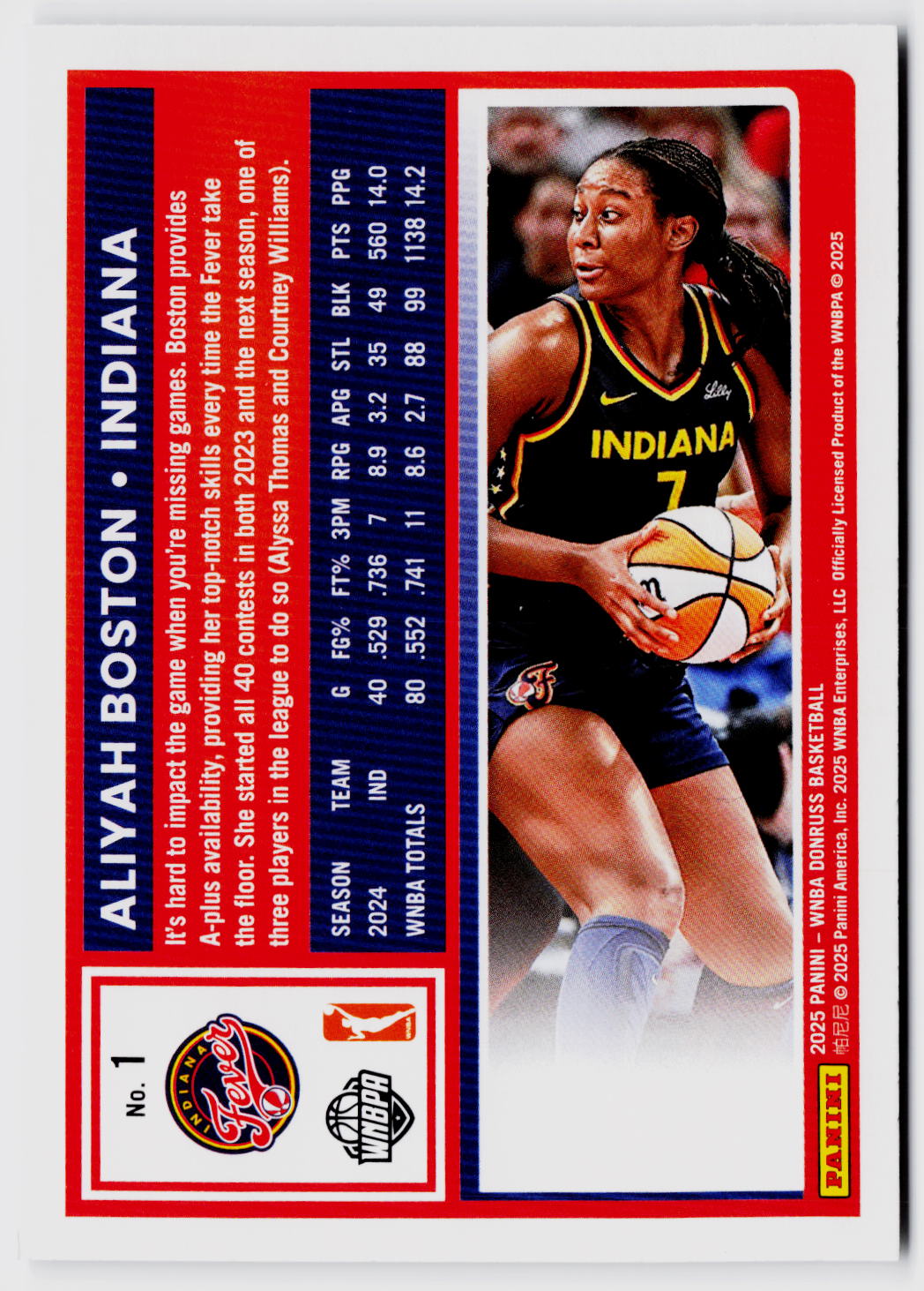 2025 Donruss WNBA #1 Aliyah Boston