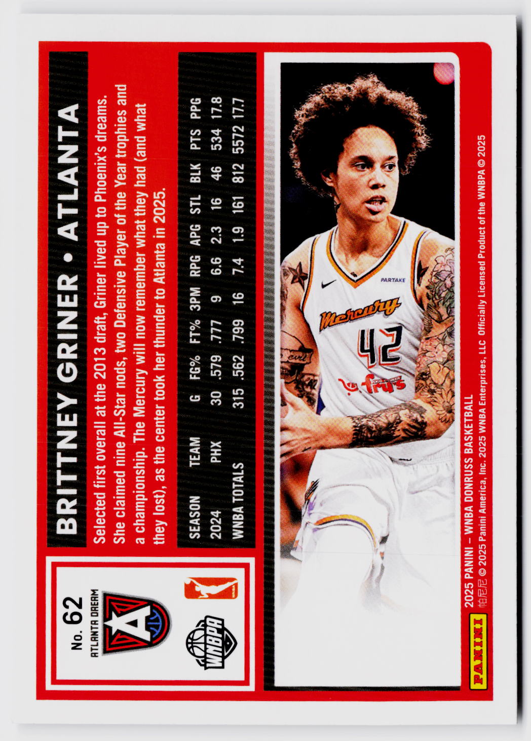 2025 Donruss WNBA #62 Brittney Griner