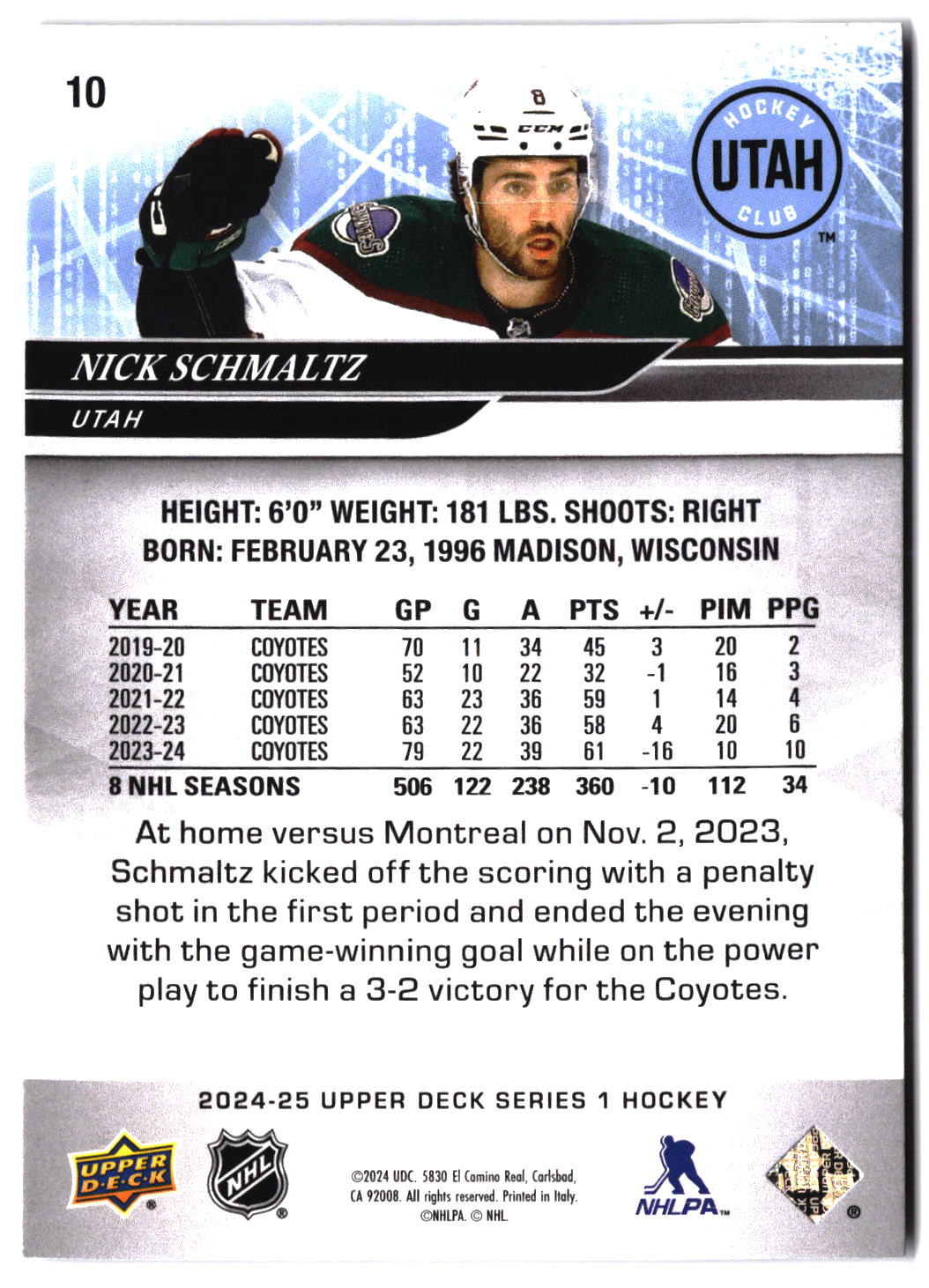2024-25 Upper Deck #10 Nick Schmaltz