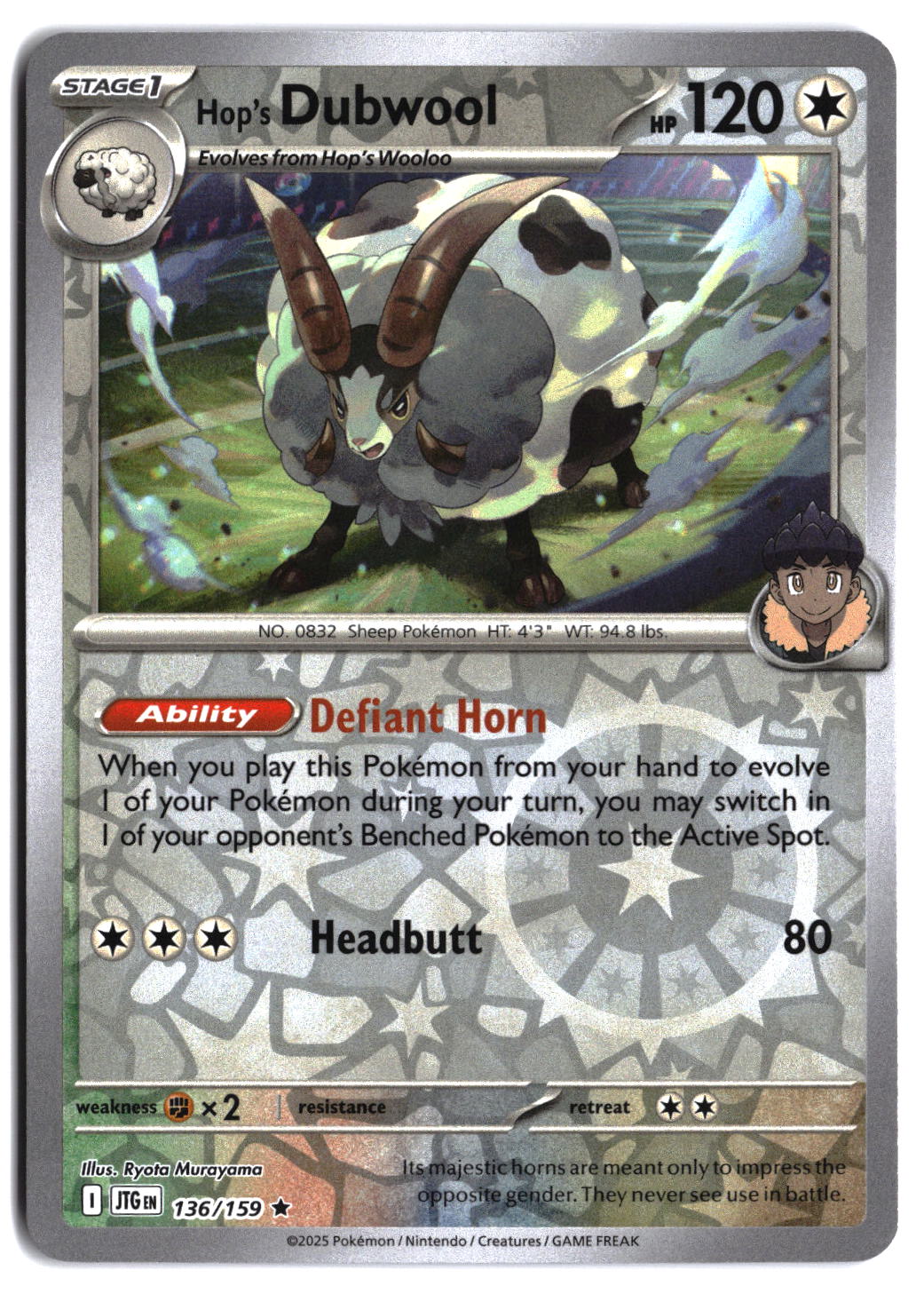 SV09: Journey Together Hop's Dubwool #136/159 Holo