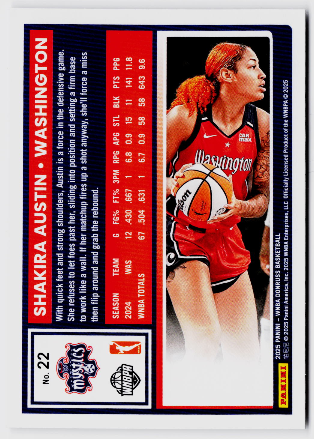 2025 Donruss WNBA #22 Shakira Austin