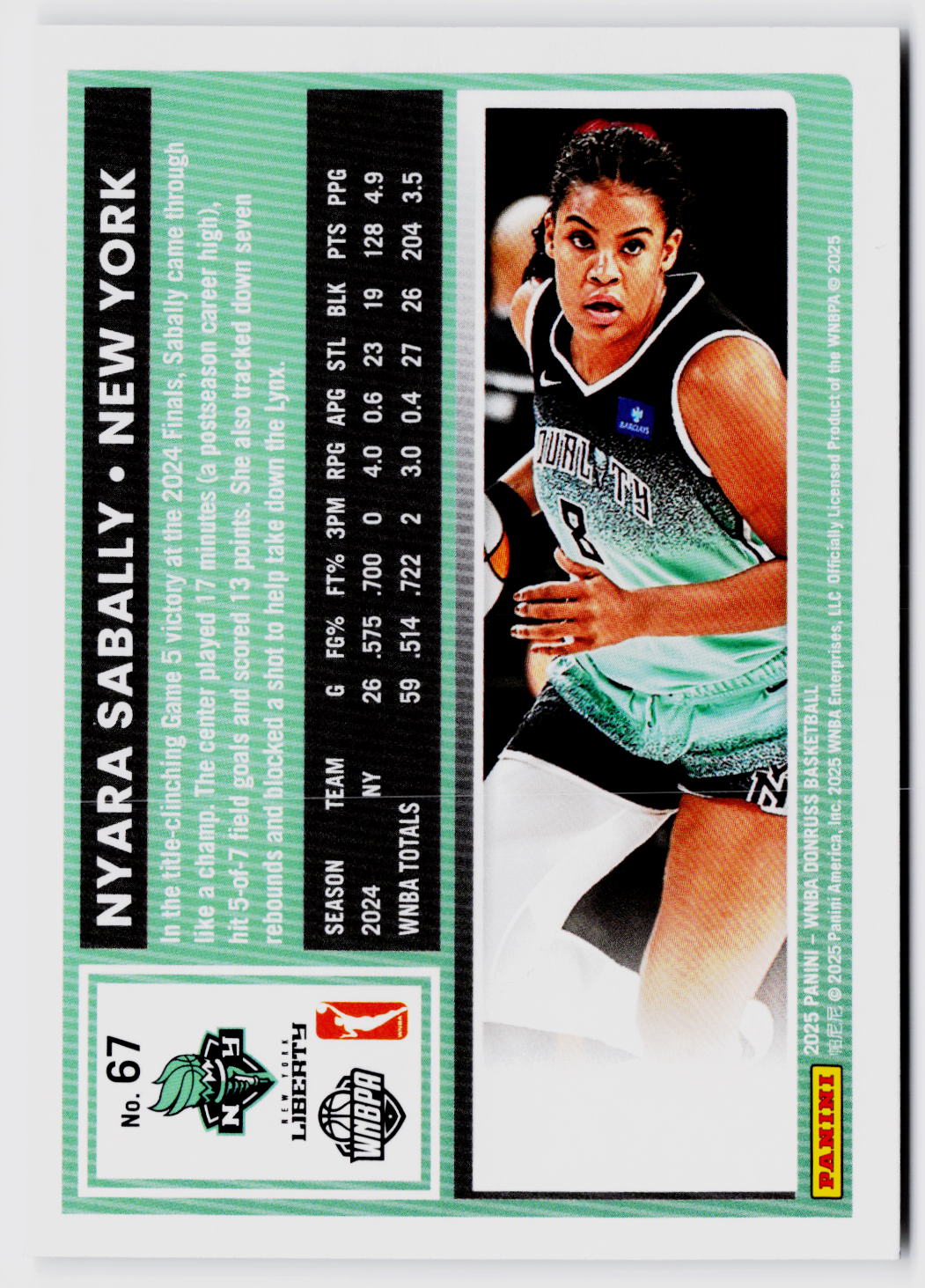 2025 Donruss WNBA #67 Nyara Sabally