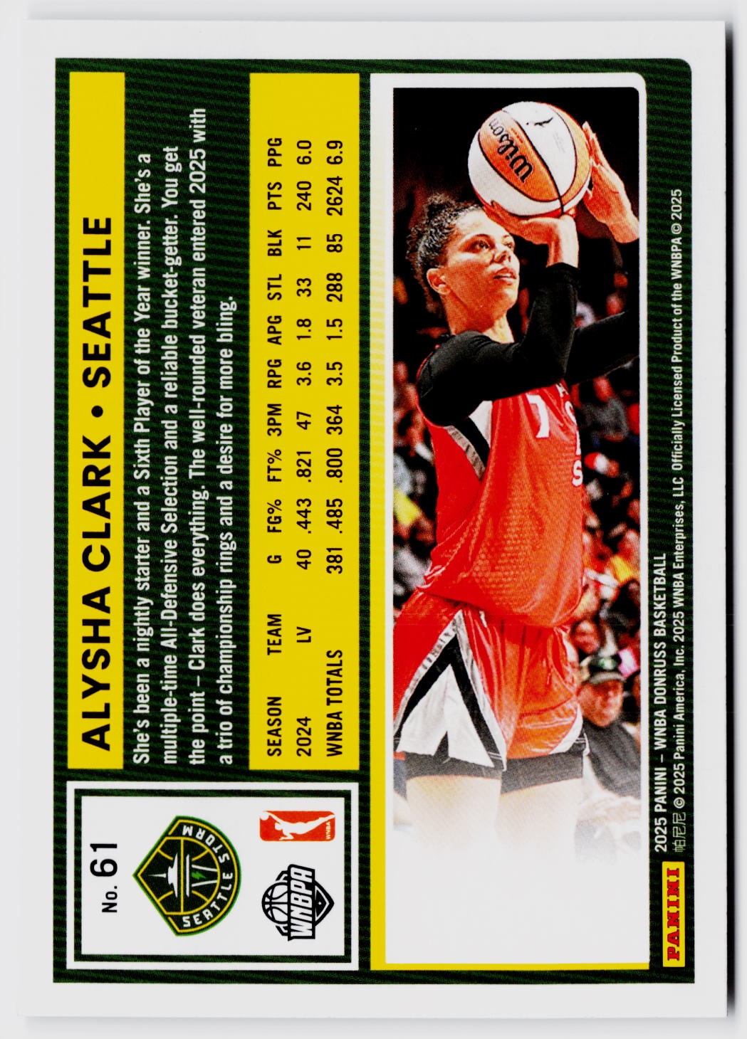 2025 Donruss WNBA #61 Alysha Clark