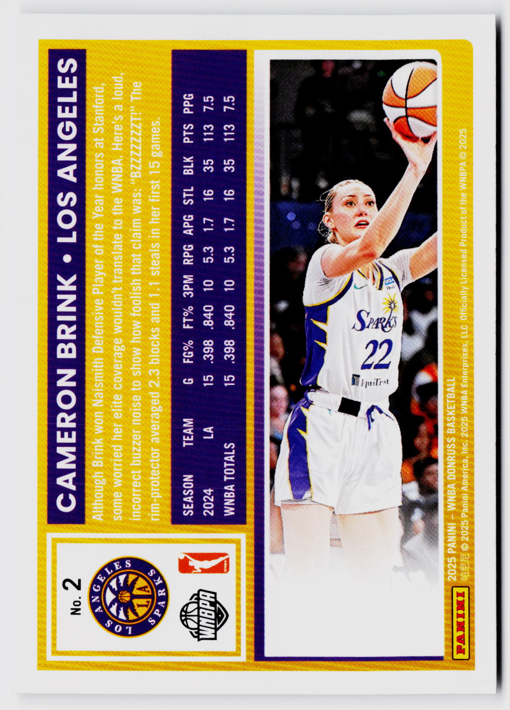 2025 Donruss WNBA #2 Cameron Brink