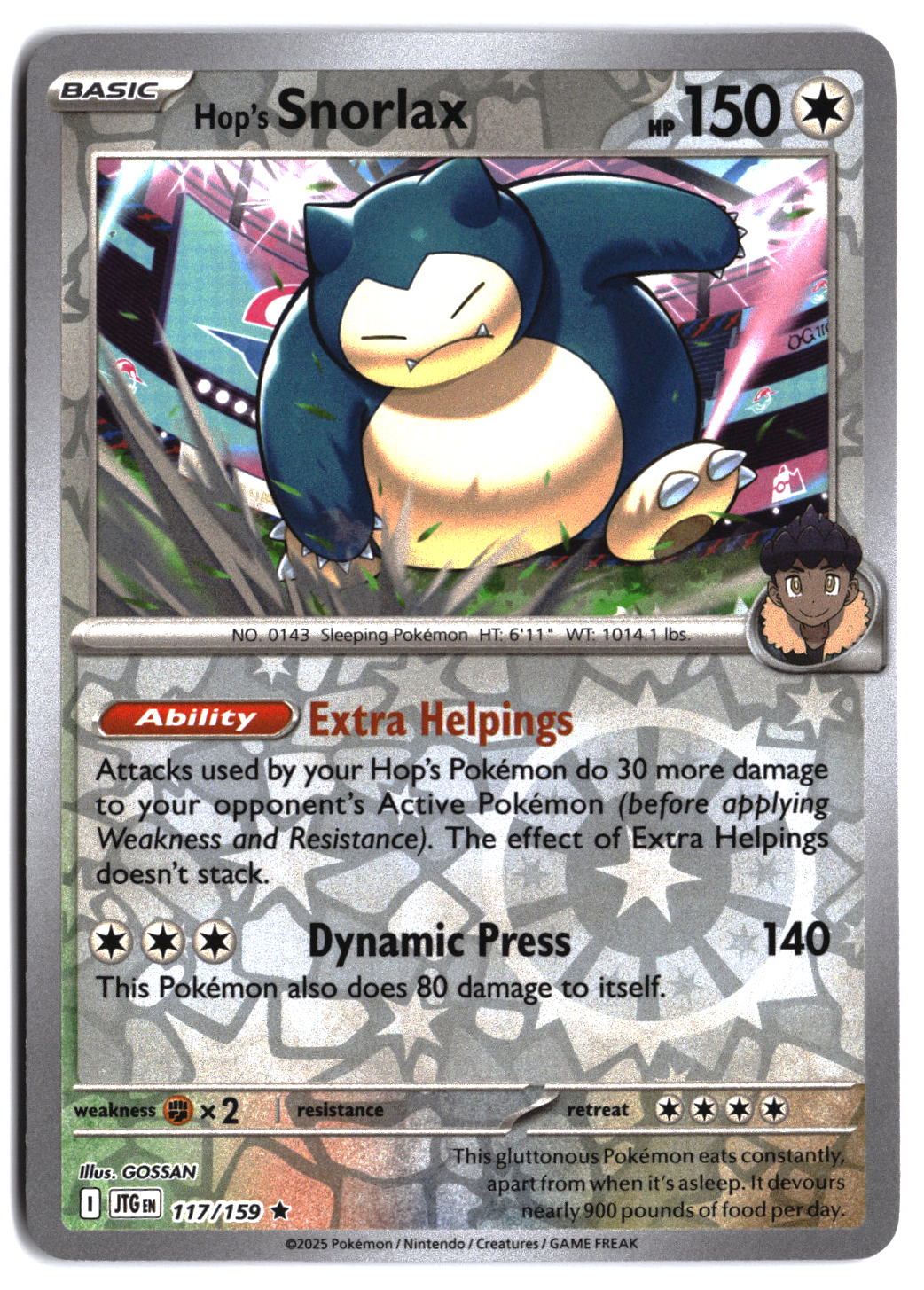 SV09: Journey Together Hop's Snorlax #117/159 Reverse Holo
