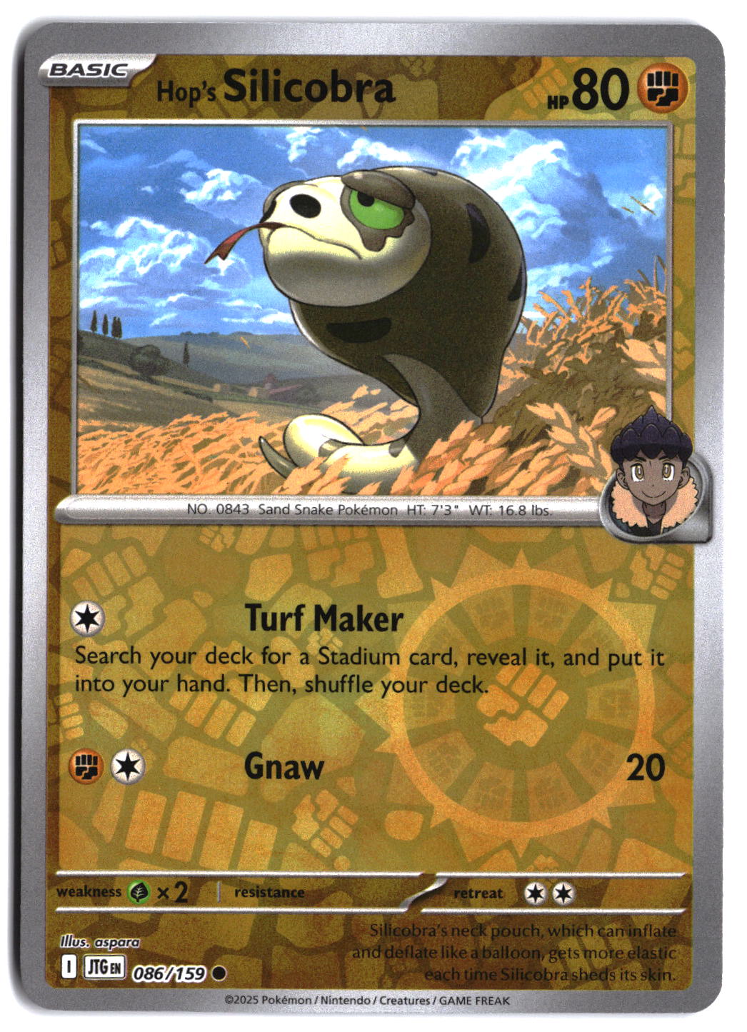 SV09: Journey Together Hop's Silicobra #086/159 Reverse Holo