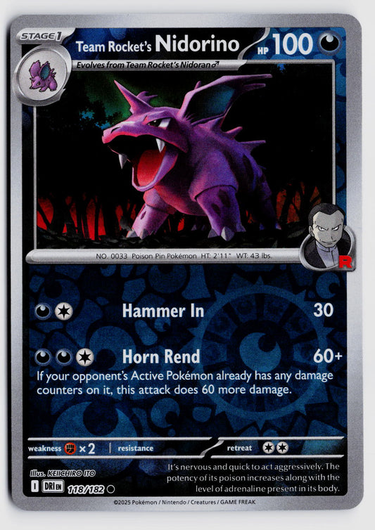 SV10: Destined Rivals #118/182 Team Rocket's Nidorino Reverse Holo