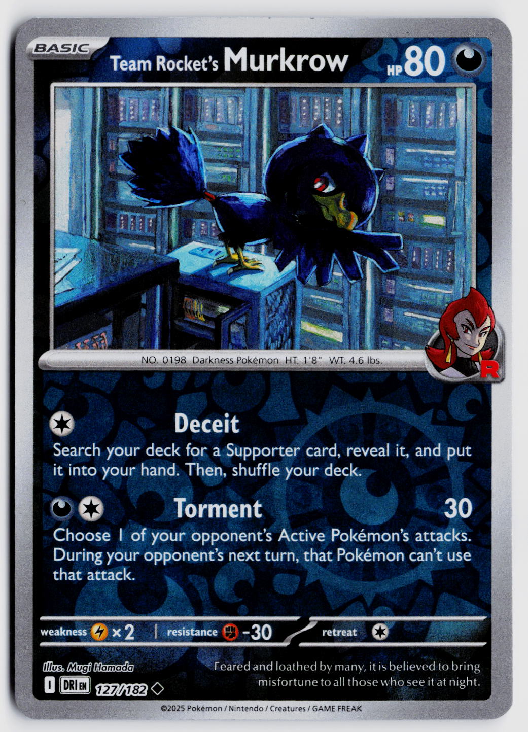 SV10: Destined Rivals #127/182 Team Rocket's Murkrow Reverse Holo
