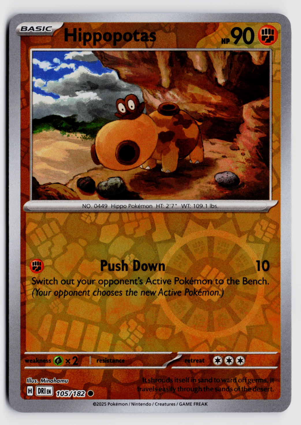 SV10: Destined Rivals #105/182 Hippopotas Reverse Holo