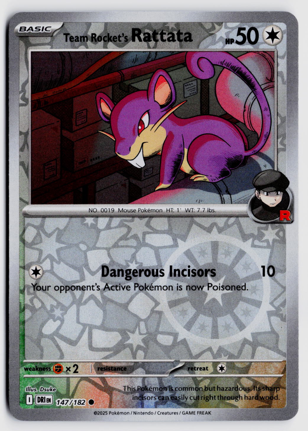 SV10: Destined Rivals #147/182 Team Rocket's Rattata Reverse Holo