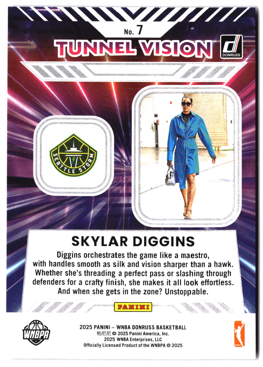 2025 Donruss WNBA #7 Skylar Diggins Tunnel Vision Press Proof