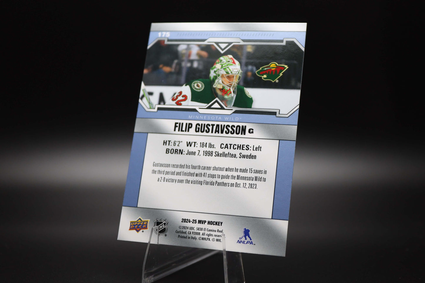  2024-2025 Upper Deck MVP: Filip Gustavsson #175 2024-2025 Upper Deck MVP: Filip Gustavsson #175